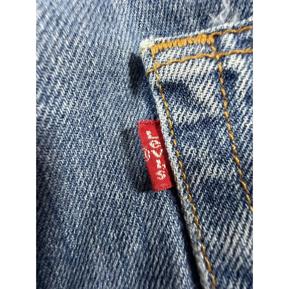 Levis 501 Original Straight Leg Jeans Medium Wash Blue Cotton W34 L32 Mens